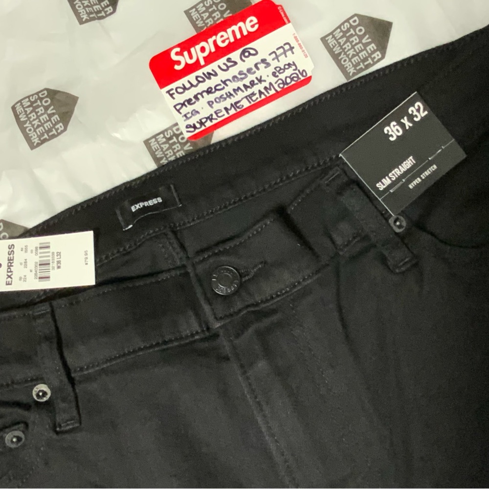 EXPRESS Mens Slim Straight Black Hyper Stretch Jeans W36/L32 BRAND NEW!